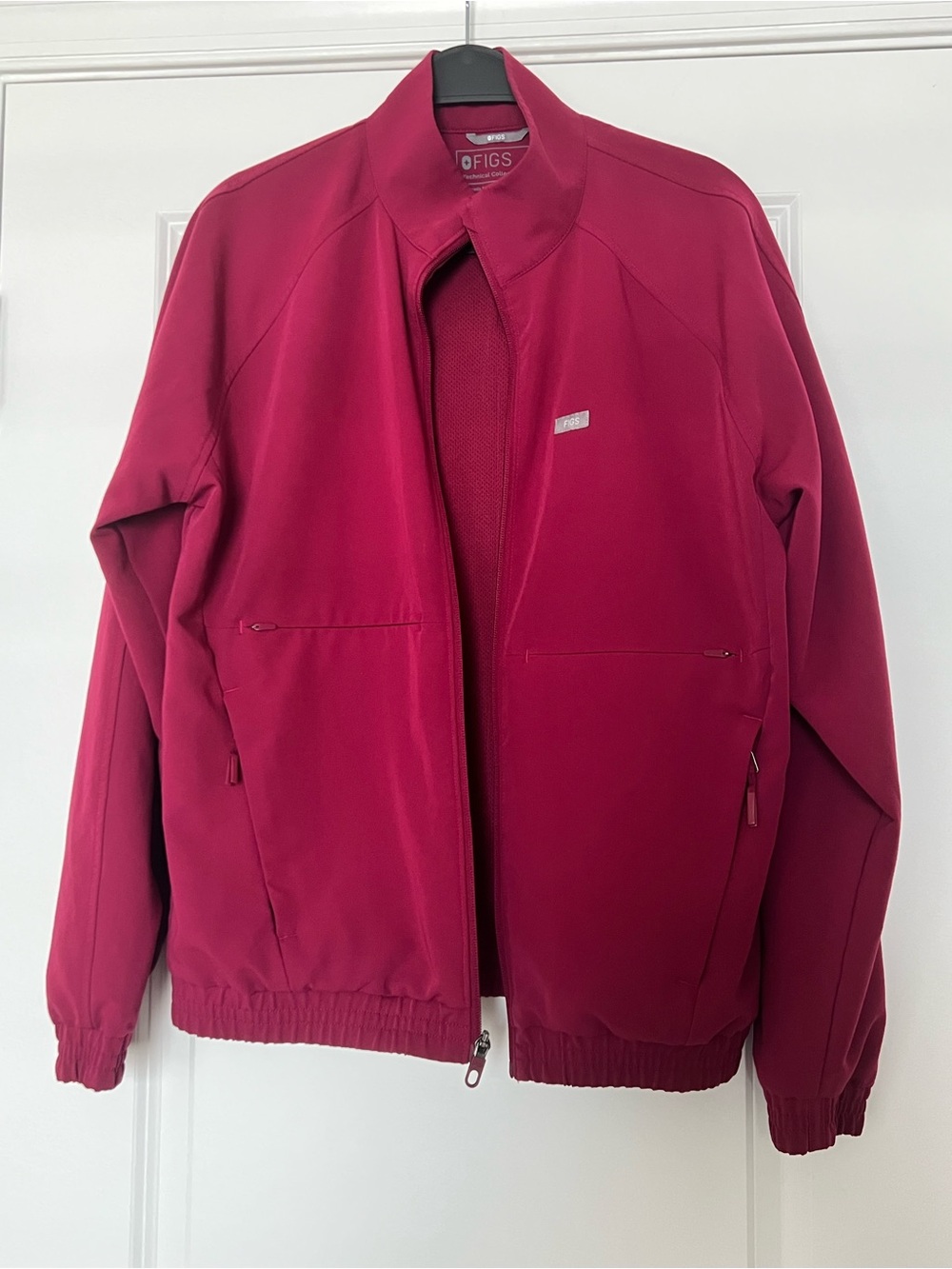 Figs Deep Cranberry Cobaki Scrub Jacket